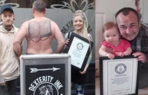 உடலில் மகளின் பெயரை பச்சை குத்தி சாதனை படைத்த பிரித்தானிய தந்தை!