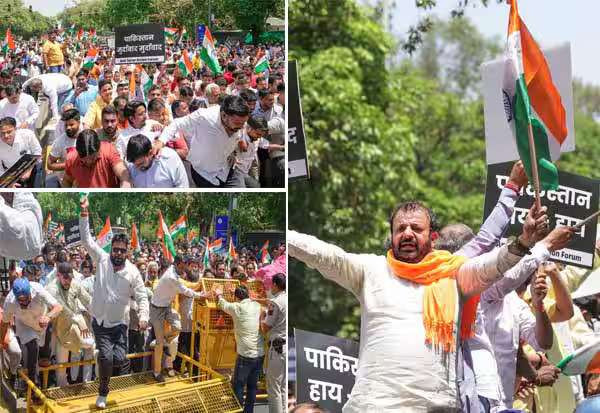 டில்லி பாக்., துாதரகம் முன் கொந்தளித்த பொதுமக்கள்!