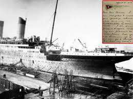 டைட்டானிக் மூழ்குவதற்கு முன்பே கணித்த பயணியின் கடிதம் ஏலம் விடப்பட்டது