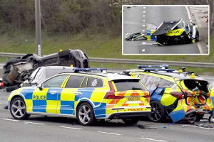 பிரித்தானியாவின் பாரிய விபத்து - 7 பொலிஸாருக்கு காயம்! 2 பேர் கைது